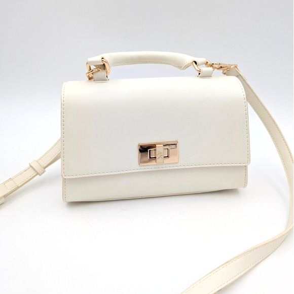 Anne Klein Solid Crossbody Bag with Twist Lock Closure and Top Handle - Picture 1 of 9